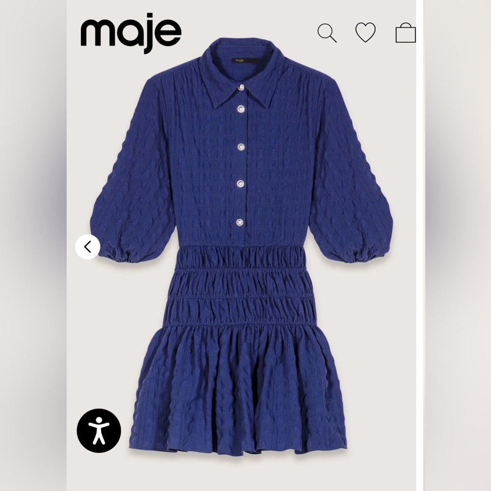 Maje Short Satin-Effect Pleated Dress - NWT